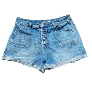 Warehouse Light Blue Jean Shorts Button Fly Stretch Size 14 Vacation Summer